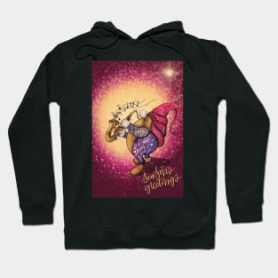 Cute hippie gnome playing music on the saxophone Hoodie